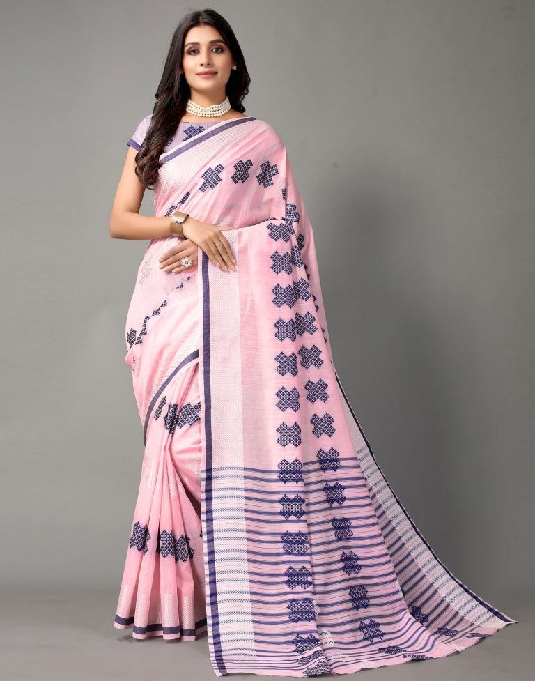 Light Pink Cotton Saree | SLV2358S2208