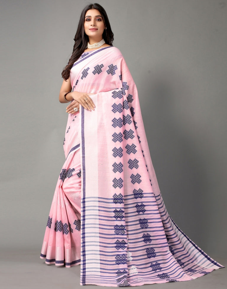 Light Pink Cotton Saree | SLV2358S2208