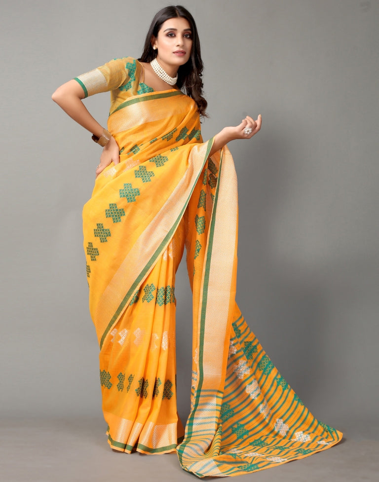 Light Orange Cotton Saree | SLV2358S2209