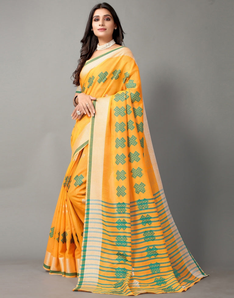 Light Orange Cotton Saree | SLV2358S2209