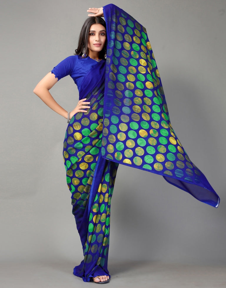 Royal Blue Printed Saree | SLV2359S105