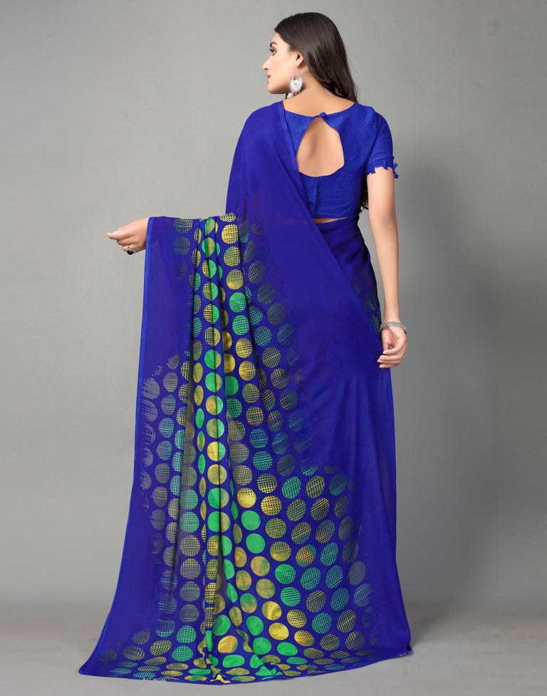 Royal Blue Printed Saree | SLV2359S105