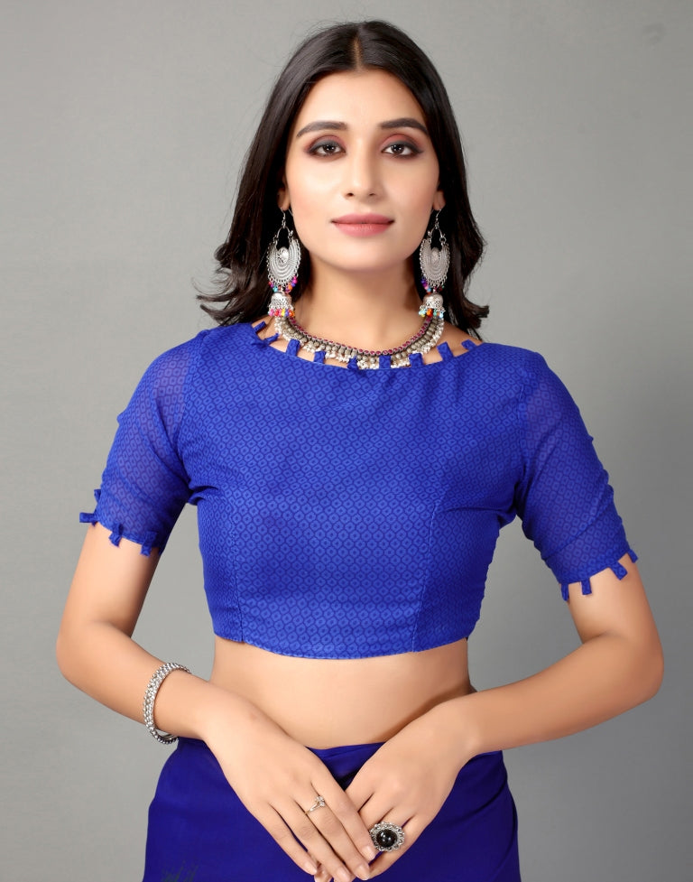 Royal Blue Printed Saree | SLV2359S105