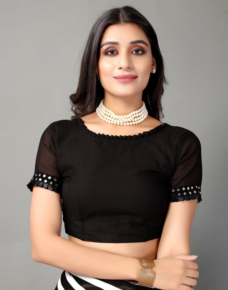 White and Black Printed Saree | SLV2359S112