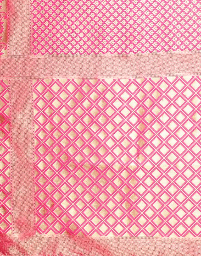 Pink And Golden Silk Saree