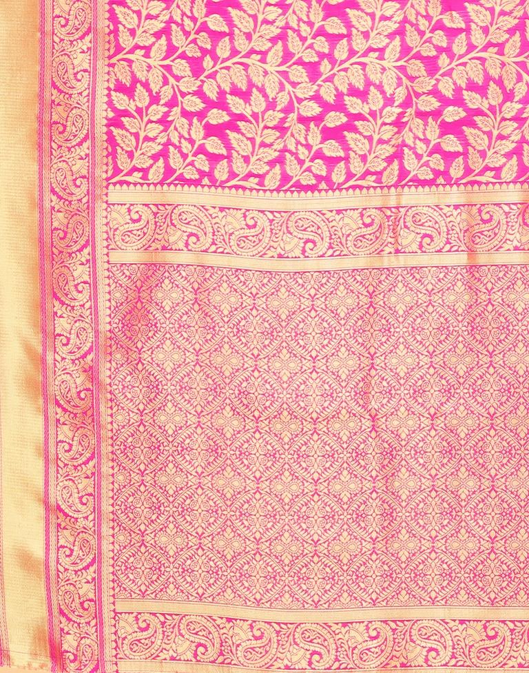 Pink And Golden Silk Saree