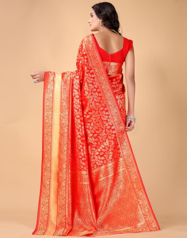 Red And Golden Silk Saree