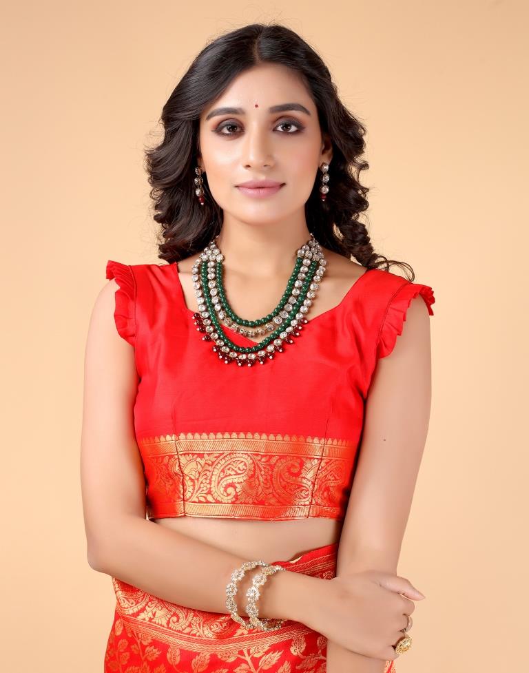 Red And Golden Silk Saree