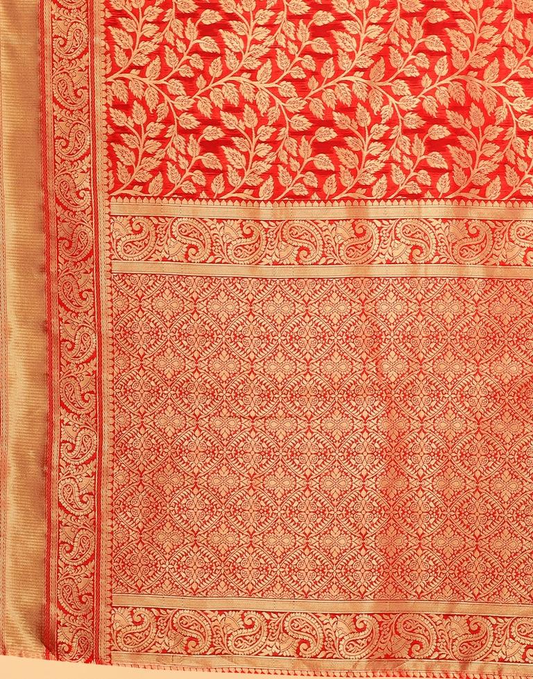 Red And Golden Silk Saree