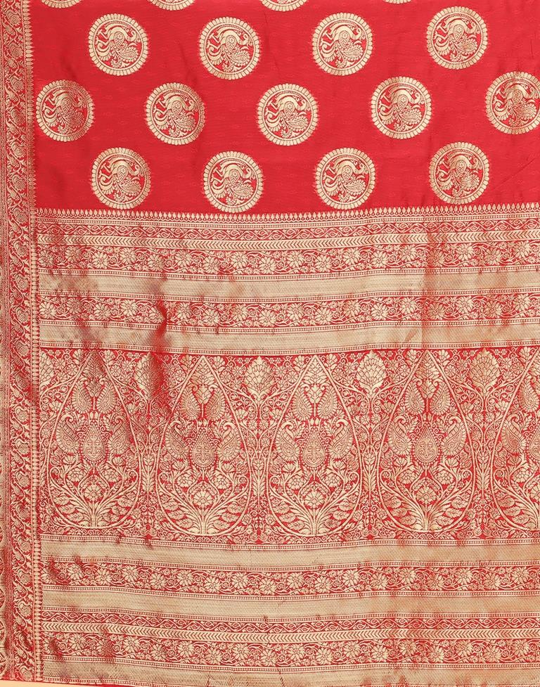 Red And Golden Silk Saree