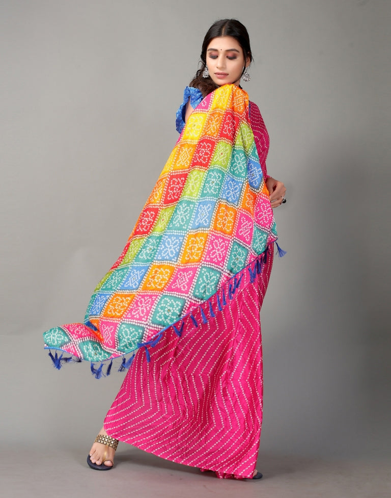 Pink Bandhani Silk Saree | SLV2362S565