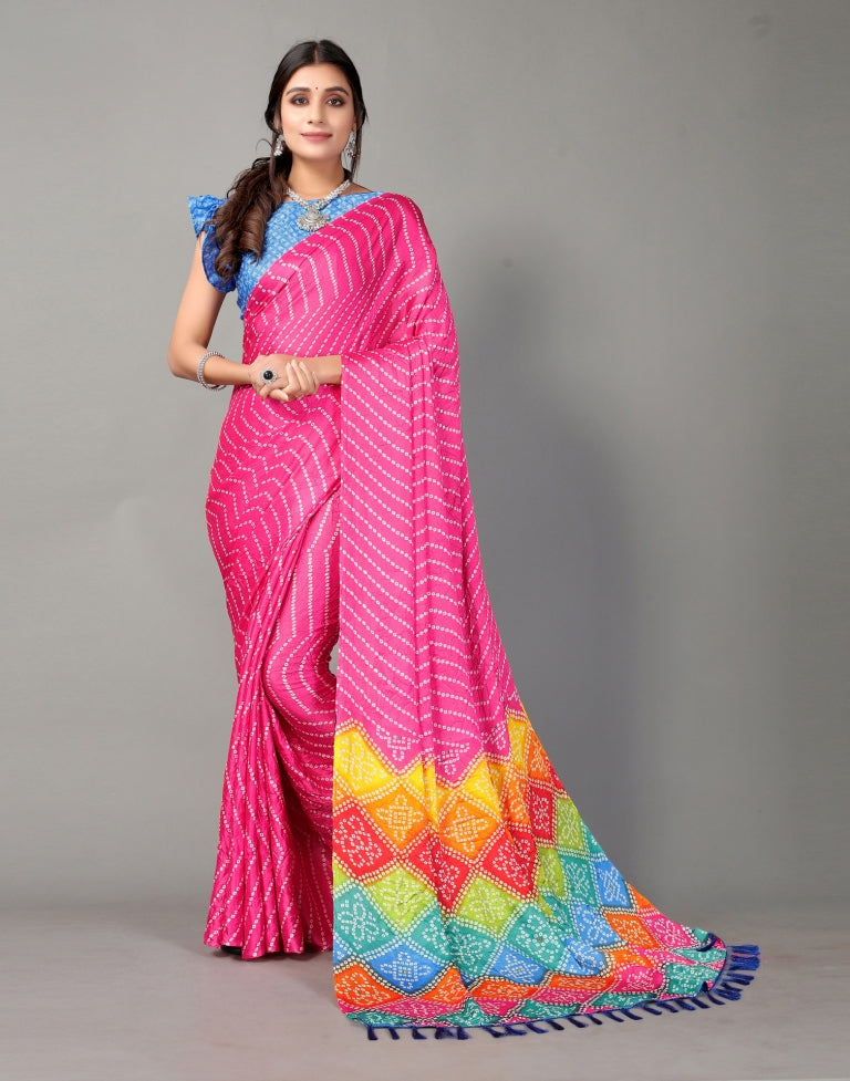 Pink Bandhani Silk Saree | SLV2362S565