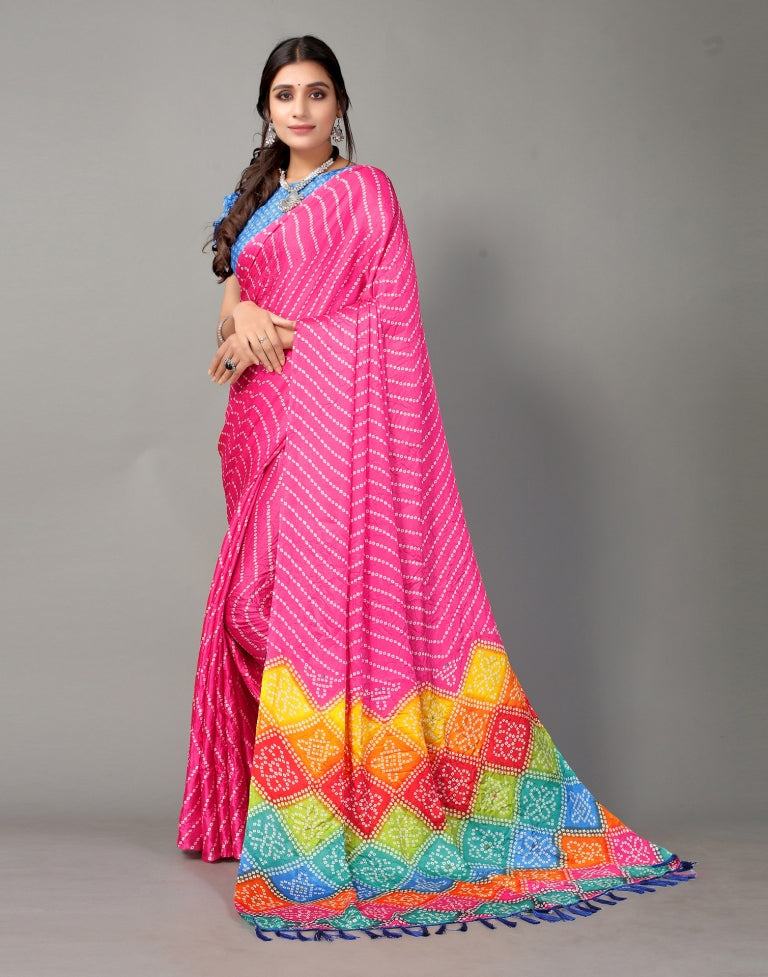 Pink Bandhani Silk Saree | SLV2362S565