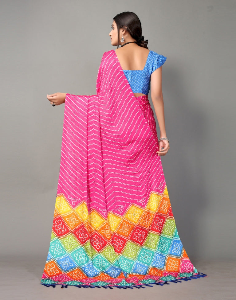 Pink Bandhani Silk Saree | SLV2362S565