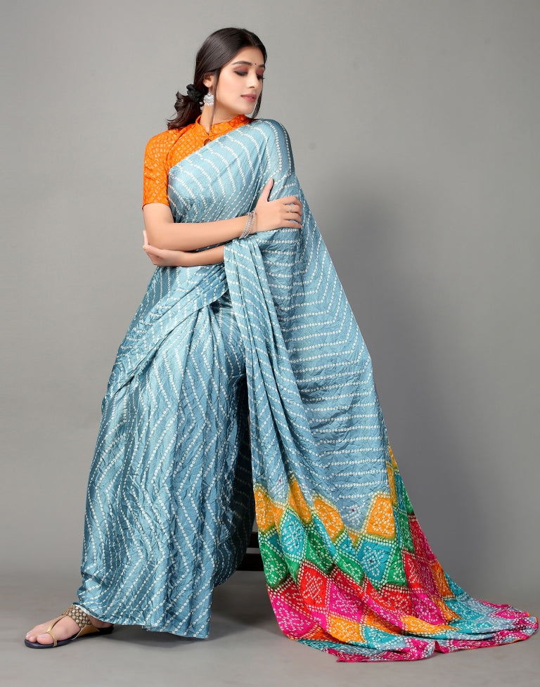 Grey Bandhani Silk Saree | SLV2362S566