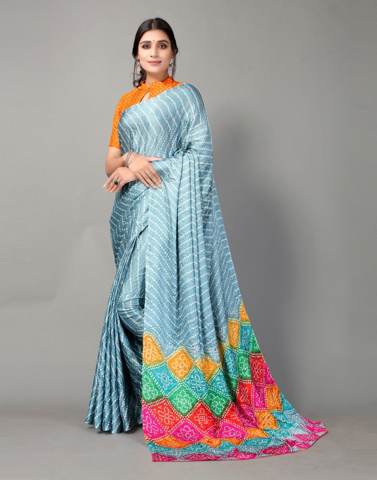 Grey Bandhani Silk Saree | SLV2362S566