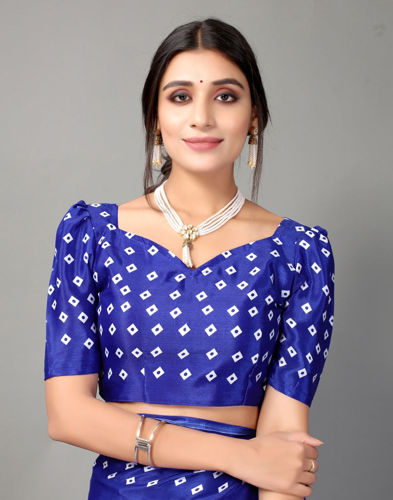 Royal Blue and Hot Pink Bandhani Silk Saree | SLV2362S569
