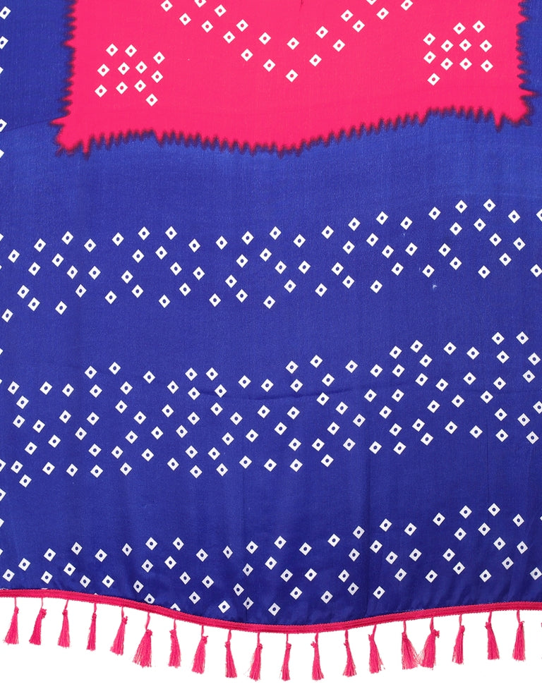 Royal Blue and Hot Pink Bandhani Silk Saree | SLV2362S569