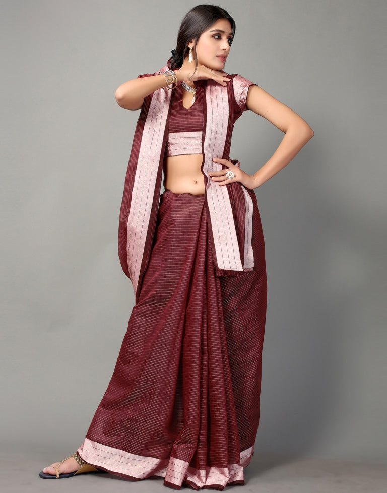 Maroon Cotton Saree | SLV2363S582