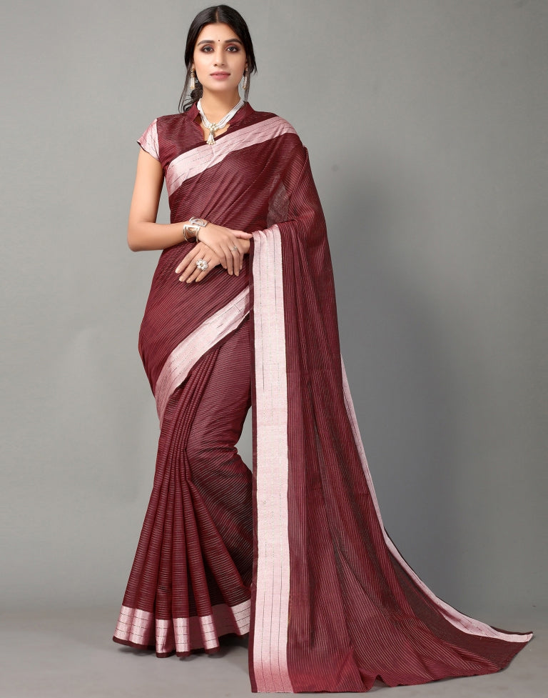 Maroon Cotton Saree | SLV2363S582