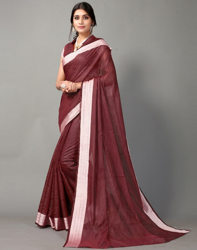 Maroon Cotton Saree | SLV2363S582