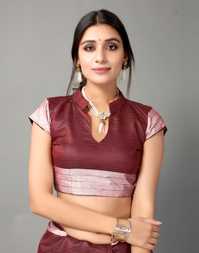 Maroon Cotton Saree | SLV2363S582