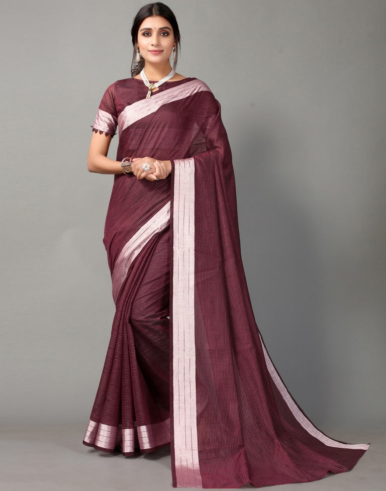 Wine Cotton Saree | SLV2363S585