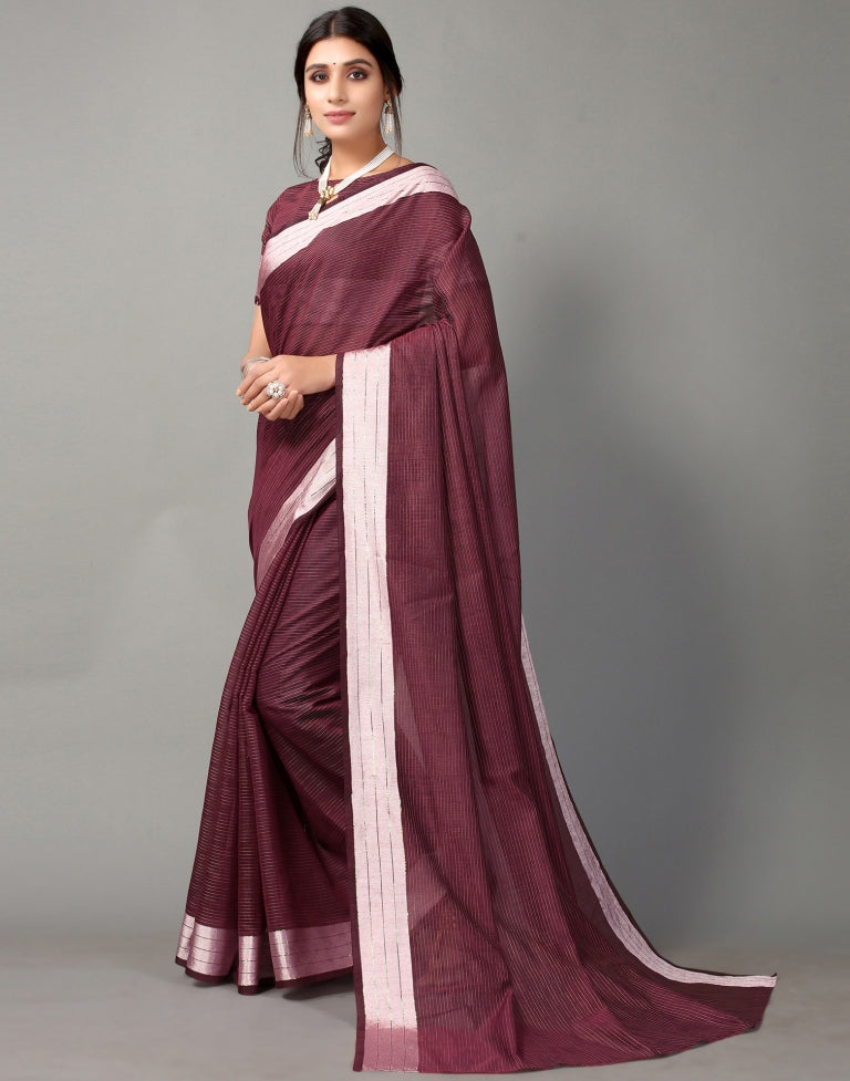 Wine Cotton Saree | SLV2363S585