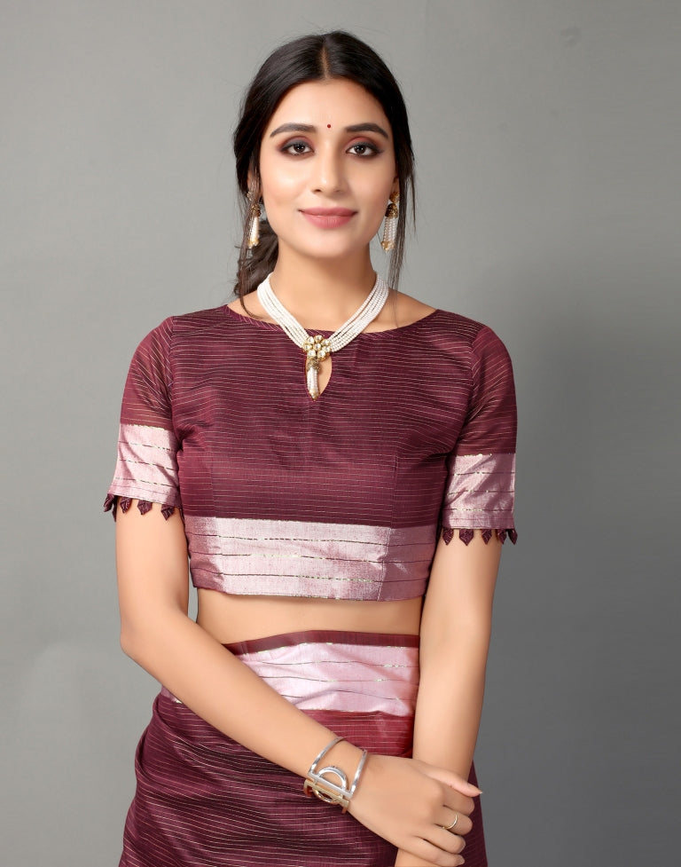 Wine Cotton Saree | SLV2363S585