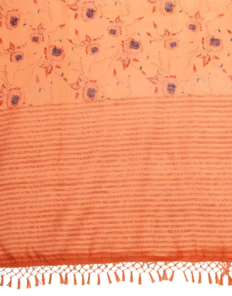 Peach Floral Cotton Saree | SLV2366S232
