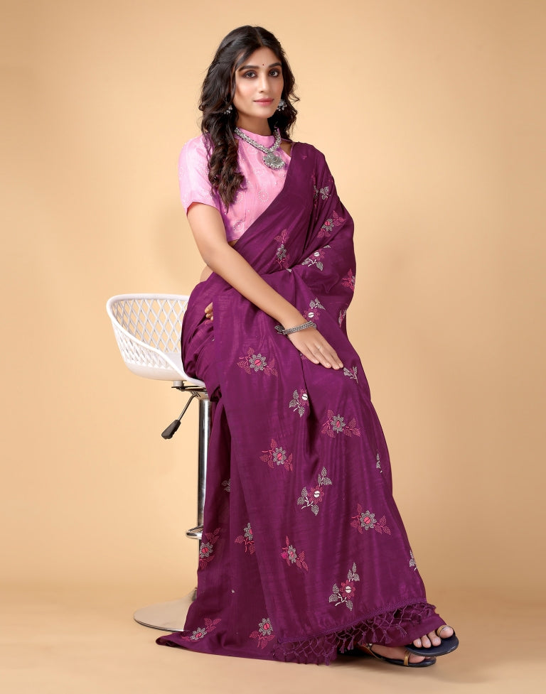 Wine Silk Saree | SLV2367S248