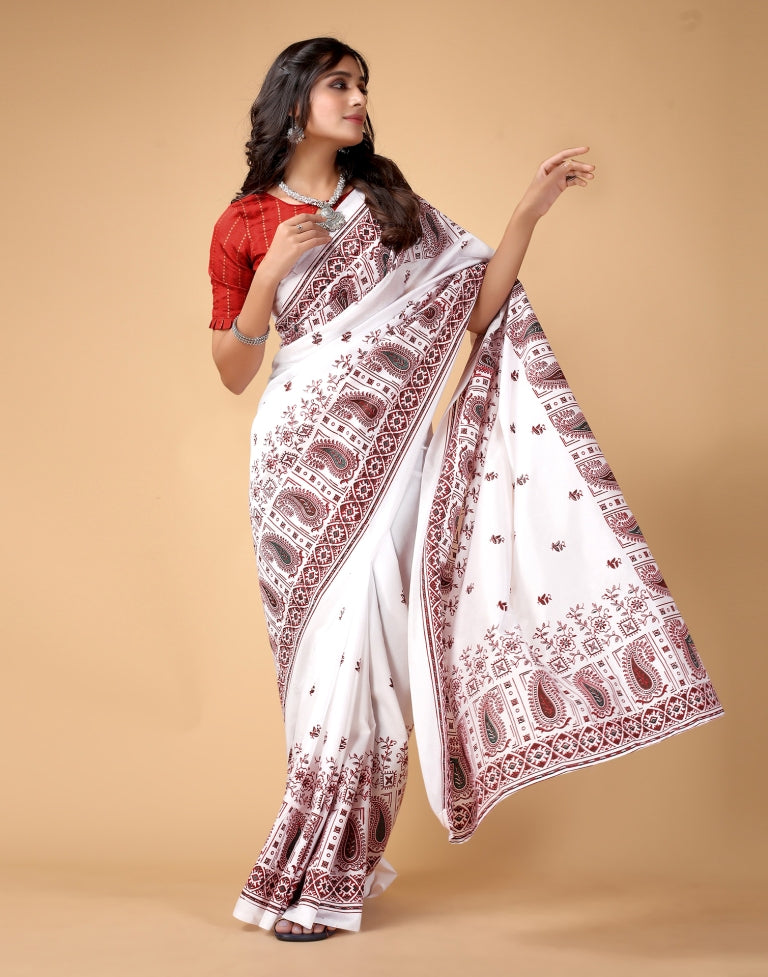 White Silk Saree | SLV2367S250