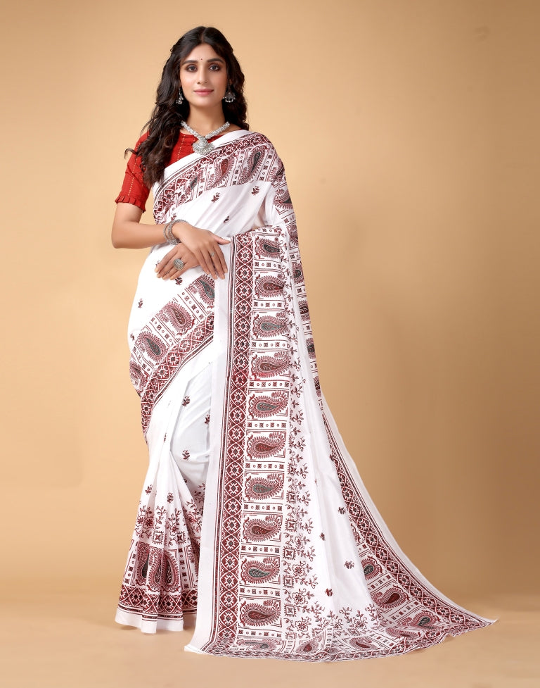 White Silk Saree | SLV2367S250