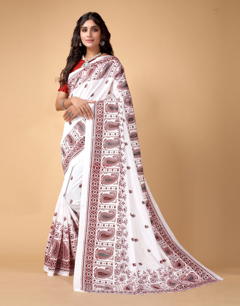 White Silk Saree | SLV2367S250
