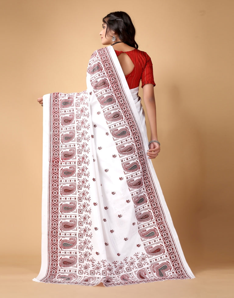 White Silk Saree | SLV2367S250