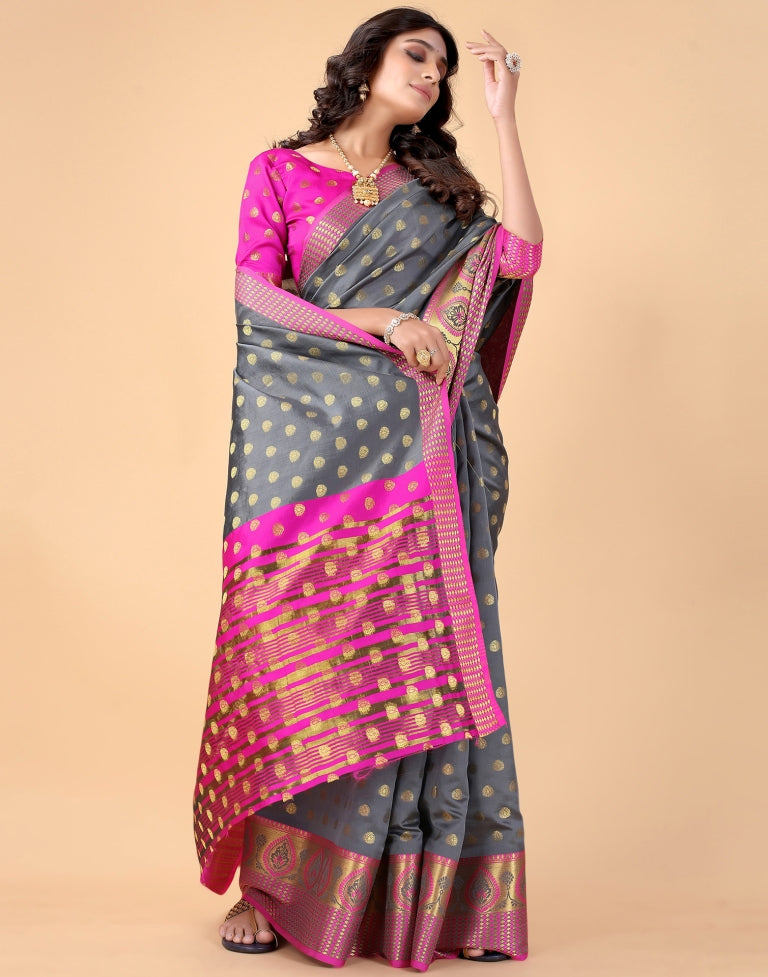 Grey Banarasi Silk Saree | SLV2372S141