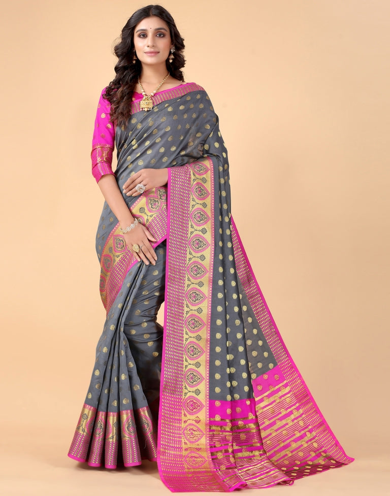 Grey Banarasi Silk Saree | SLV2372S141