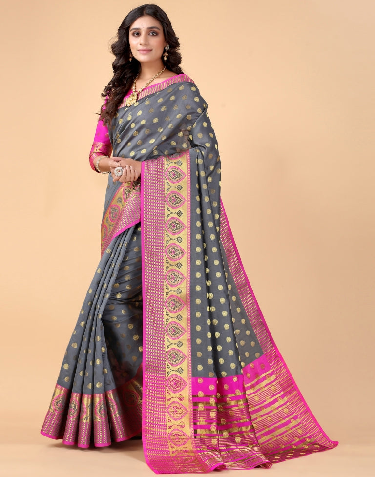 Grey Banarasi Silk Saree | SLV2372S141