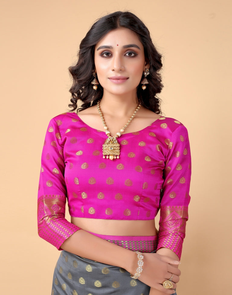 Grey Banarasi Silk Saree | SLV2372S141