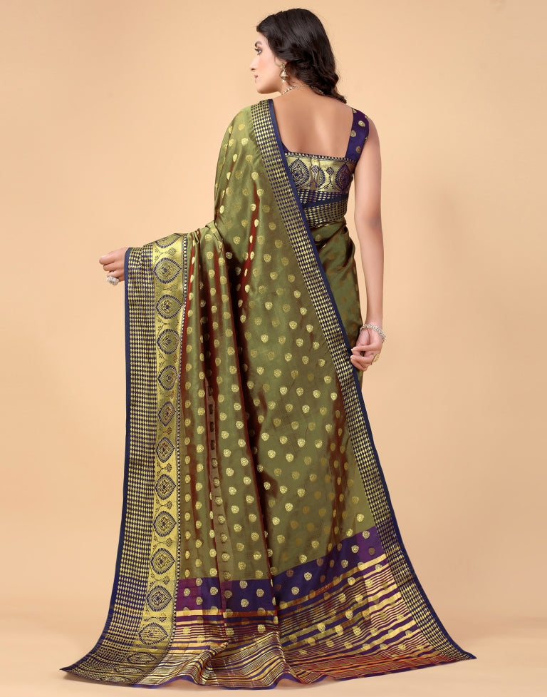 Olive Green Banarasi Silk Saree | SLV2372S146