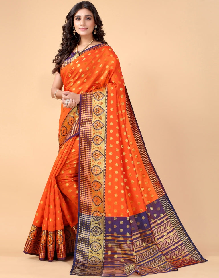 Orange Banarasi Silk Saree | SLV2372S148