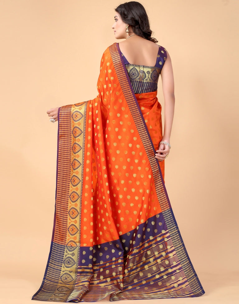 Orange Banarasi Silk Saree | SLV2372S148