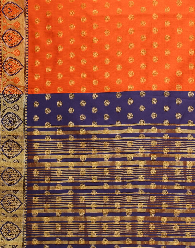 Orange Banarasi Silk Saree | SLV2372S148