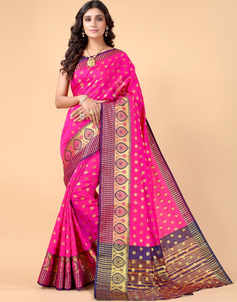 Hot Pink Banarasi Silk Saree | SLV2372S149