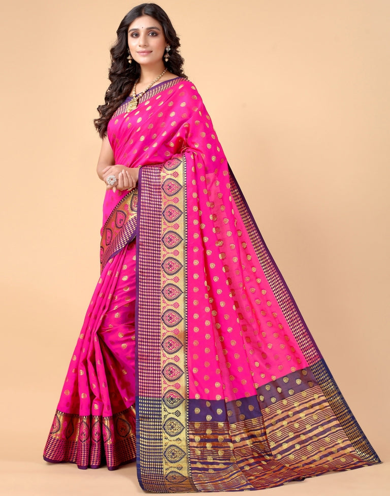 Hot Pink Banarasi Silk Saree | SLV2372S149