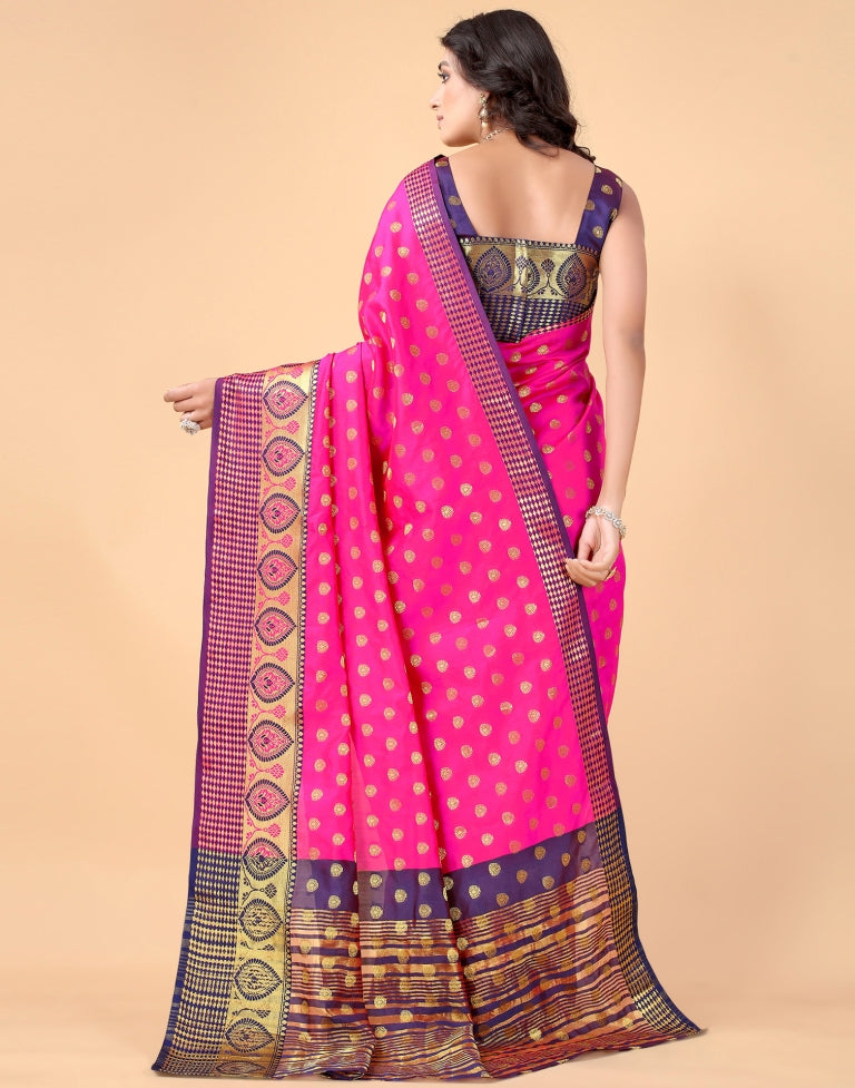 Hot Pink Banarasi Silk Saree | SLV2372S149