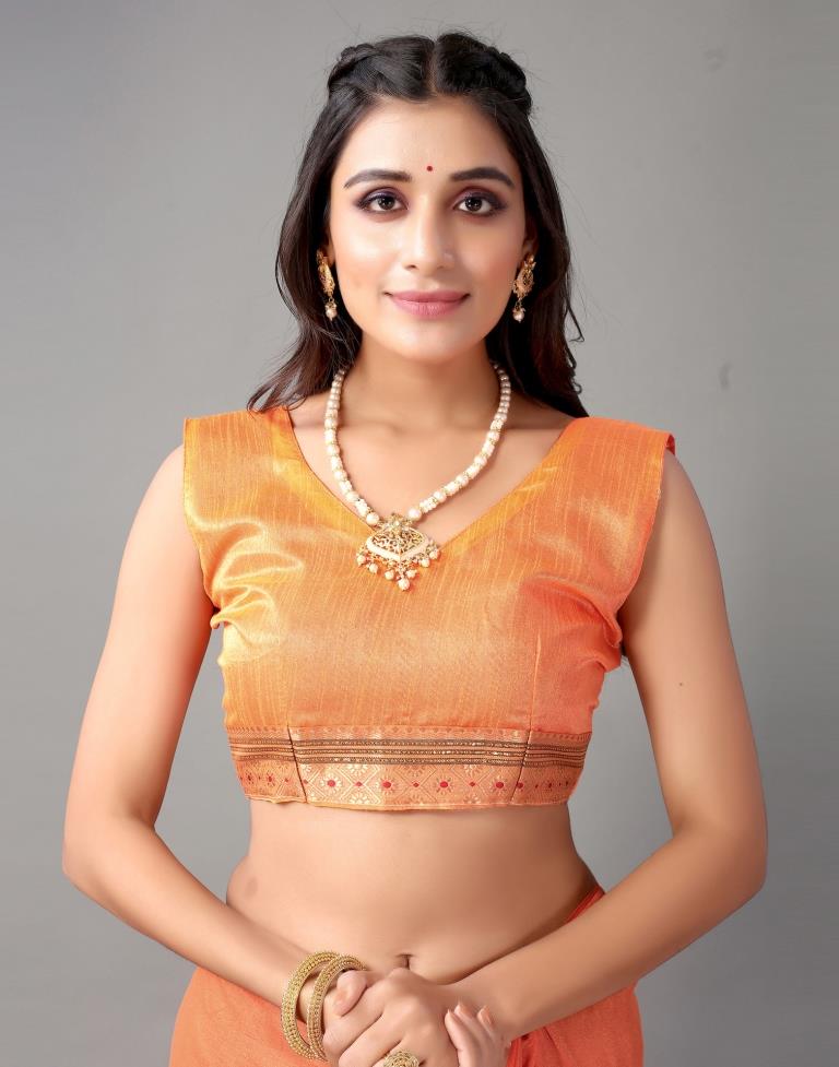 Light Orange Embroidery Saree
