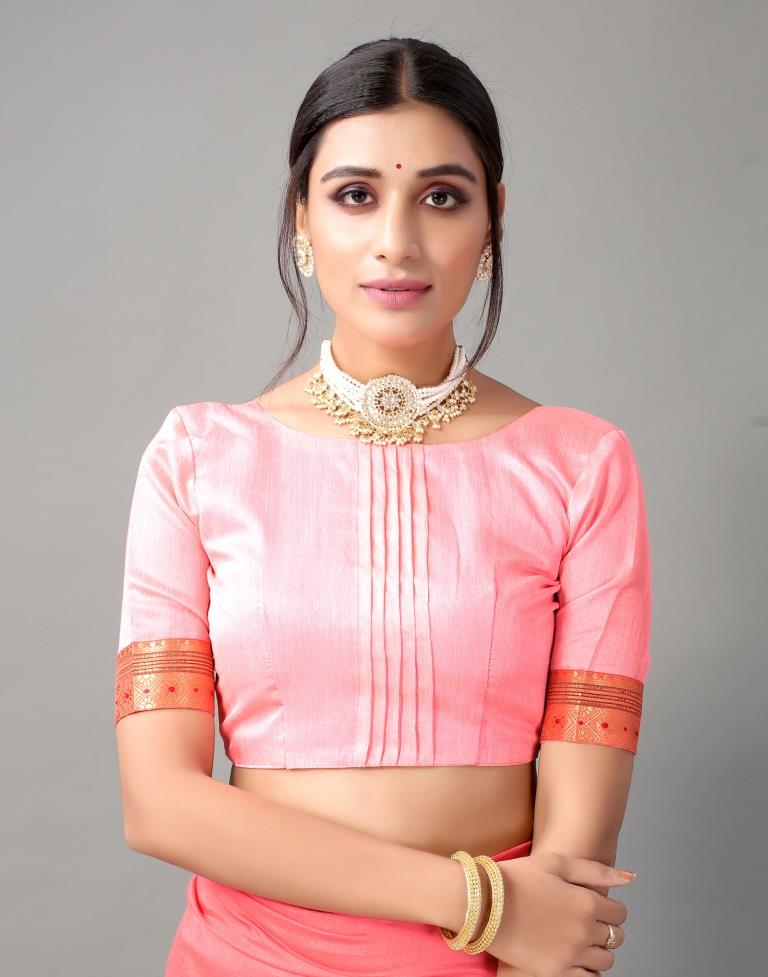 Rose Pink Embroidery Saree
