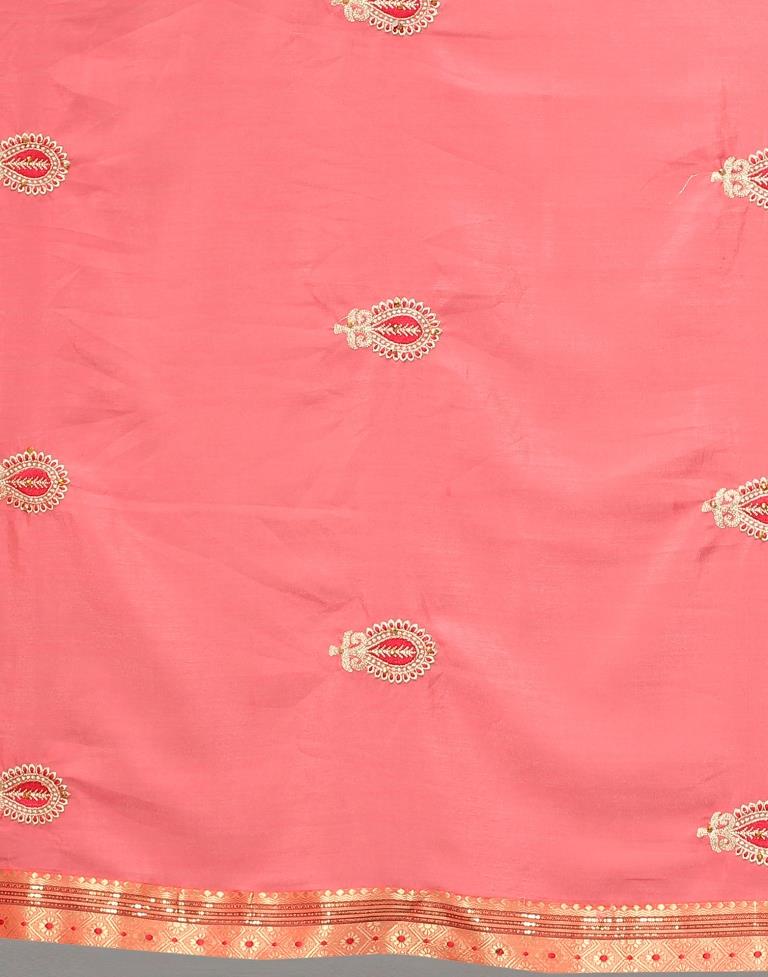 Rose Pink Embroidery Saree