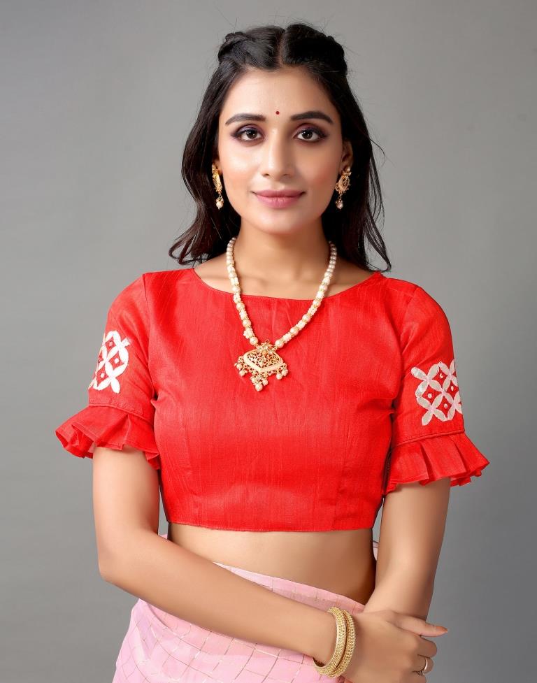 Light Pink Embroidery Cotton Saree